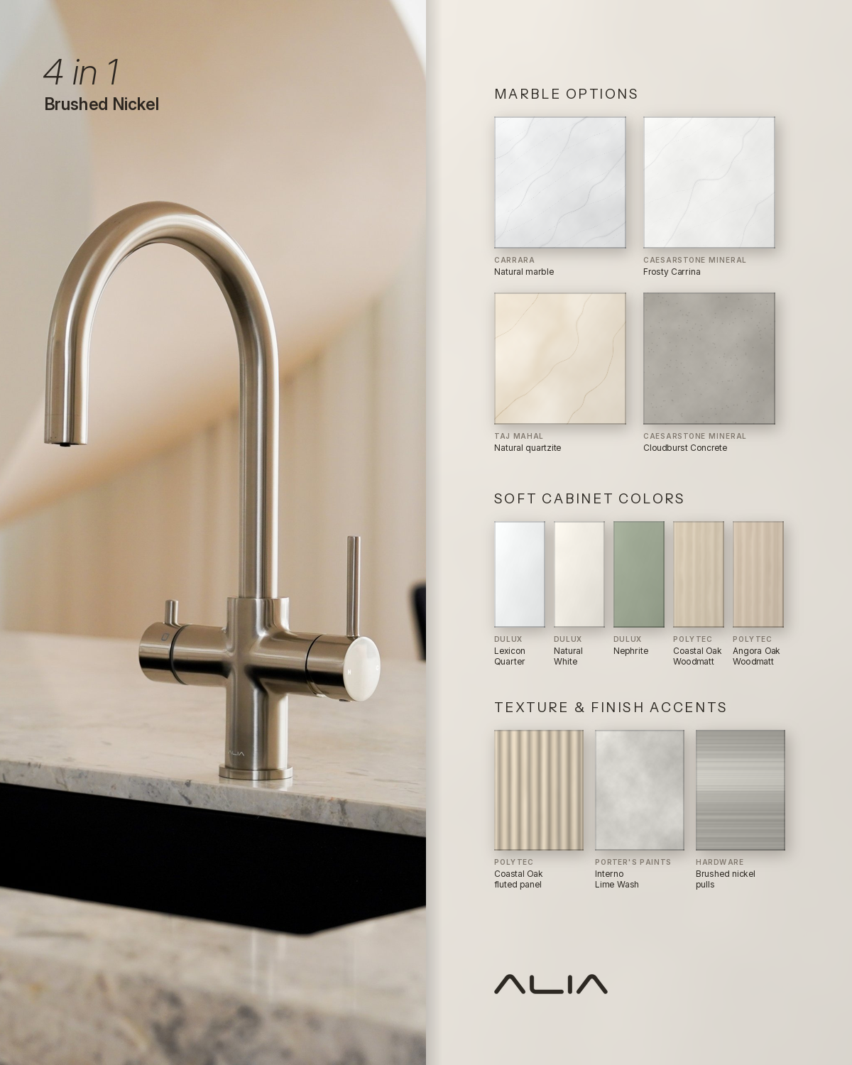 Alia 4 in 1 Instant Filtered Boiling and Ambient Water Tap in Brushed Nickel