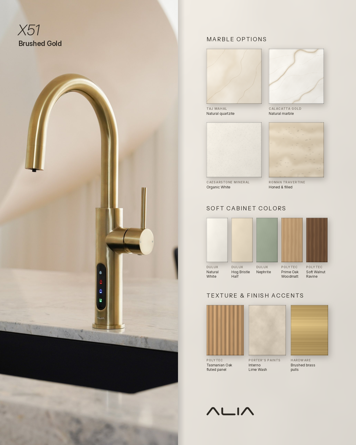 Alia X51 Instant Filtered Boiling and Chilled Water Tap in Brushed Gold