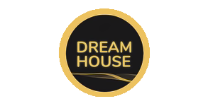 Round logo with 'Dream House' text on a white background