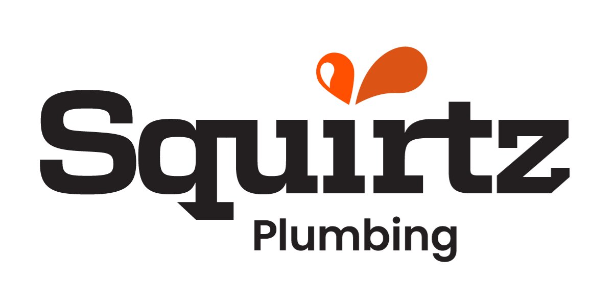 Squirtz Plumbing logo with contact and crossed plunger on a white background - Alia global retailer
