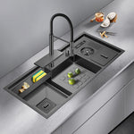 ALIA Smart Sink set in a contemporary, upgraded kitchen, emphasizing the PVD finish, dual sinks, innovative accessories, and streamlined user experience.