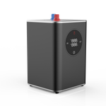 Side 3D view drawing of the Bollente 2.4L boiling appliance hot water dispenser from Alia Global, showing detailed dimensions and features for instant boiling water systems.