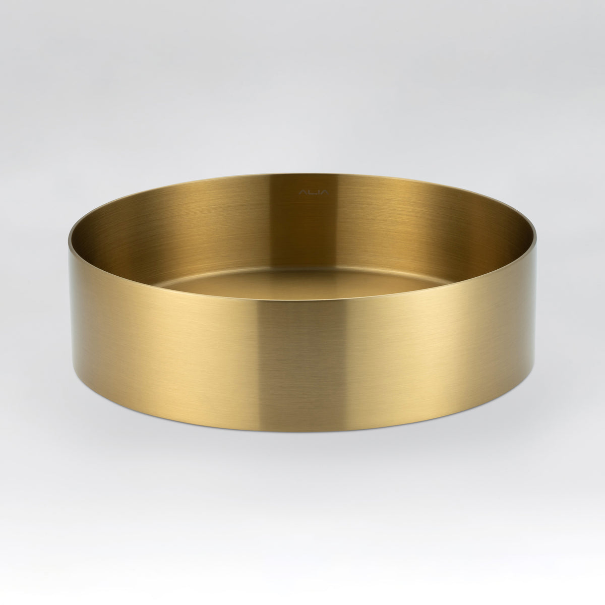 ALIA brushed gold round bathroom sink delivers a luxurious finish, ideal for modern, designer-style interiors.