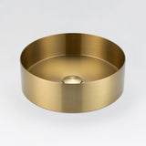 Brushed gold above-counter basin from ALIA offers a sleek, contemporary look with durable stainless steel construction.