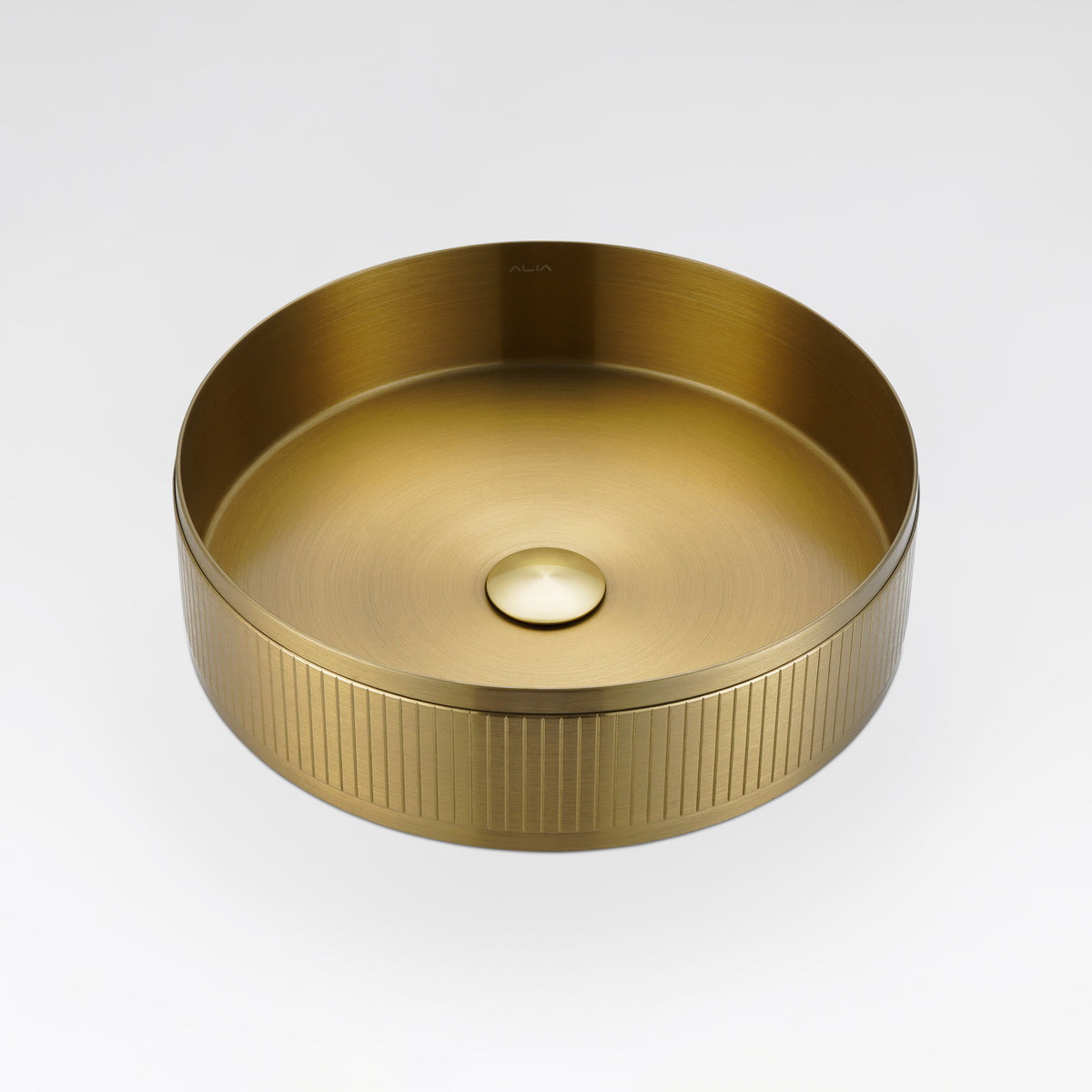 Textured brushed gold stainless steel basin by ALIA, offering durability with a premium, tactile finish.