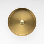 Elegant textured brushed gold round bathroom sink from ALIA, combining timeless beauty with modern performance.