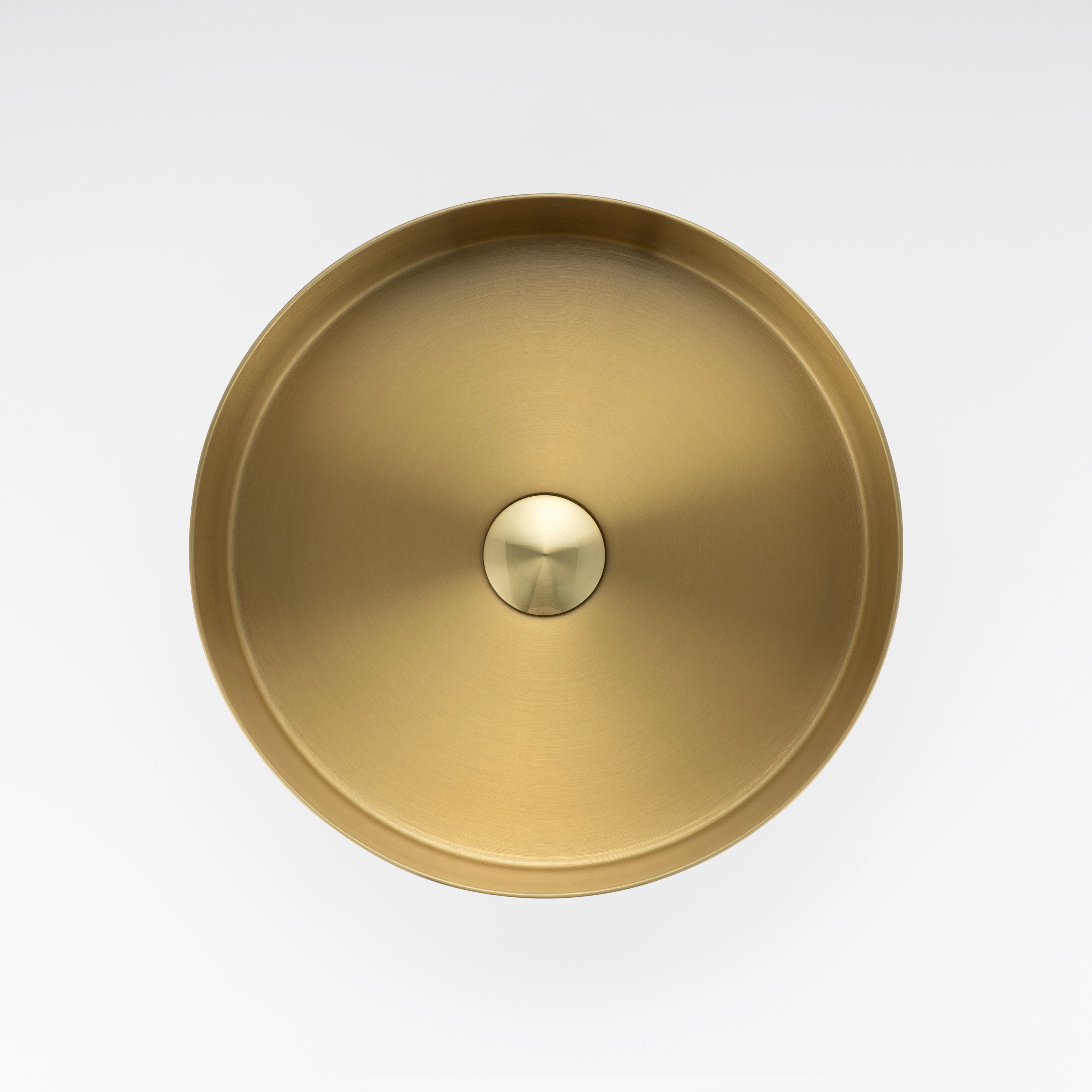 Elegant textured brushed gold round bathroom sink from ALIA, combining timeless beauty with modern performance.