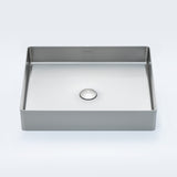 Brushed silver rectangular stainless steel bathroom basin by ALIA, showcasing a modern design perfect for contemporary bathrooms and hygienic spaces.