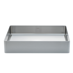 Brushed silver rectangular stainless steel bathroom basin by ALIA, showcasing a modern design perfect for contemporary bathrooms and hygienic spaces.