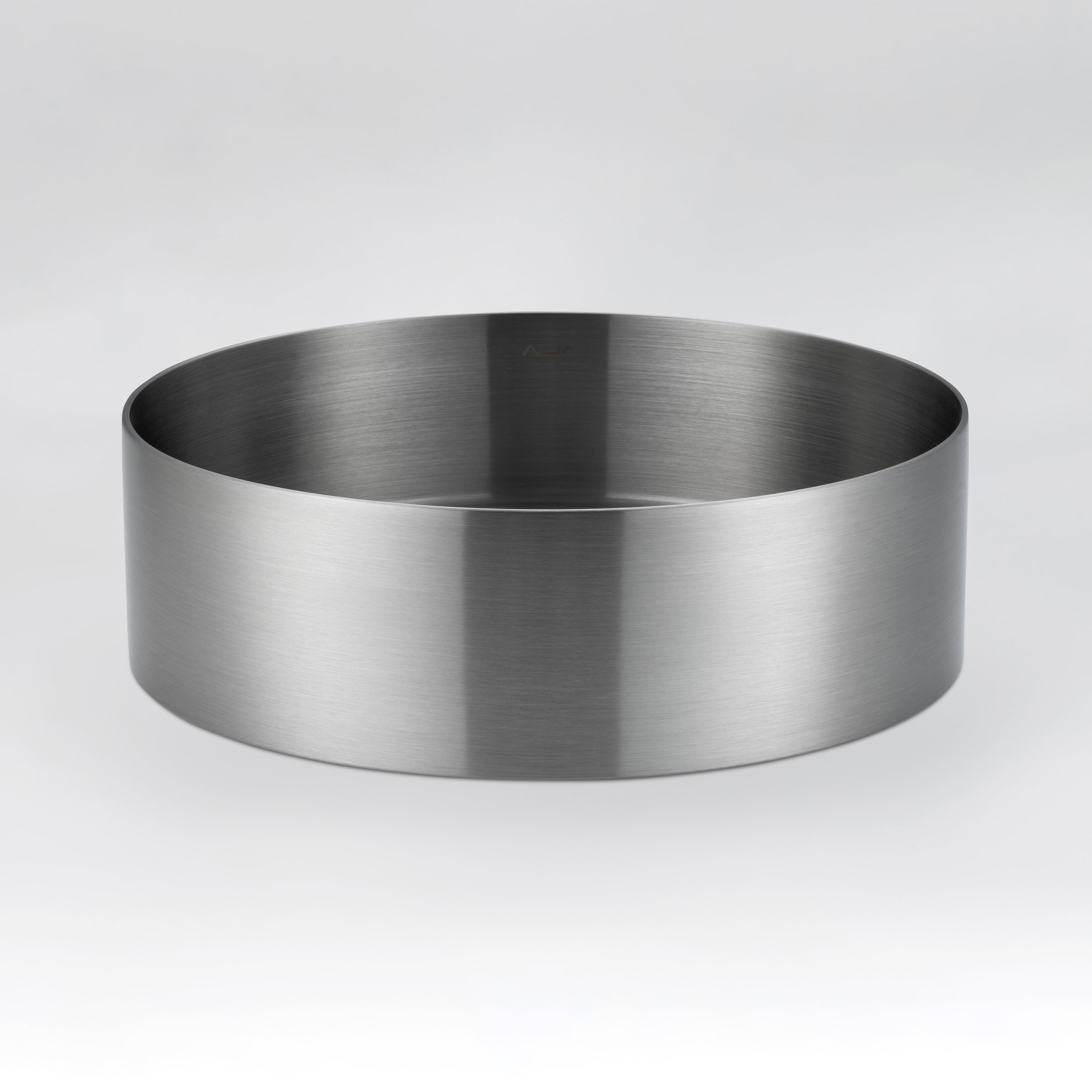 ALIA brushed silver above-counter basin featuring high-quality stainless steel for stylish, easy-to-maintain sinks.