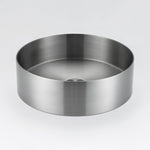 Brushed silver round stainless steel basin by ALIA, combining modern aesthetics with durable craftsmanship.
