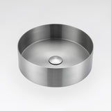 ALIA brushed silver round stainless steel bathroom basin designed for sleek, contemporary interiors.