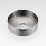 Textured brushed silver stainless steel basin by ALIA, designed for minimalist, contemporary bathroom styles.