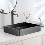 Gunmetal grey rectangular stainless steel bathroom basin, ideal for modern bathrooms or kitchens, featuring above-counter installation—premium ALIA basin sink for contemporary spaces.
