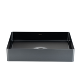 Gunmetal grey rectangular stainless steel bathroom basin, ideal for modern bathrooms or kitchens, featuring above-counter installation—premium ALIA basin sink for contemporary spaces.