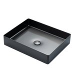 Premium gunmetal grey rectangular bathroom basin made of high-grade stainless steel, corrosion-resistant and easy to clean, with a modern above-counter silhouette.