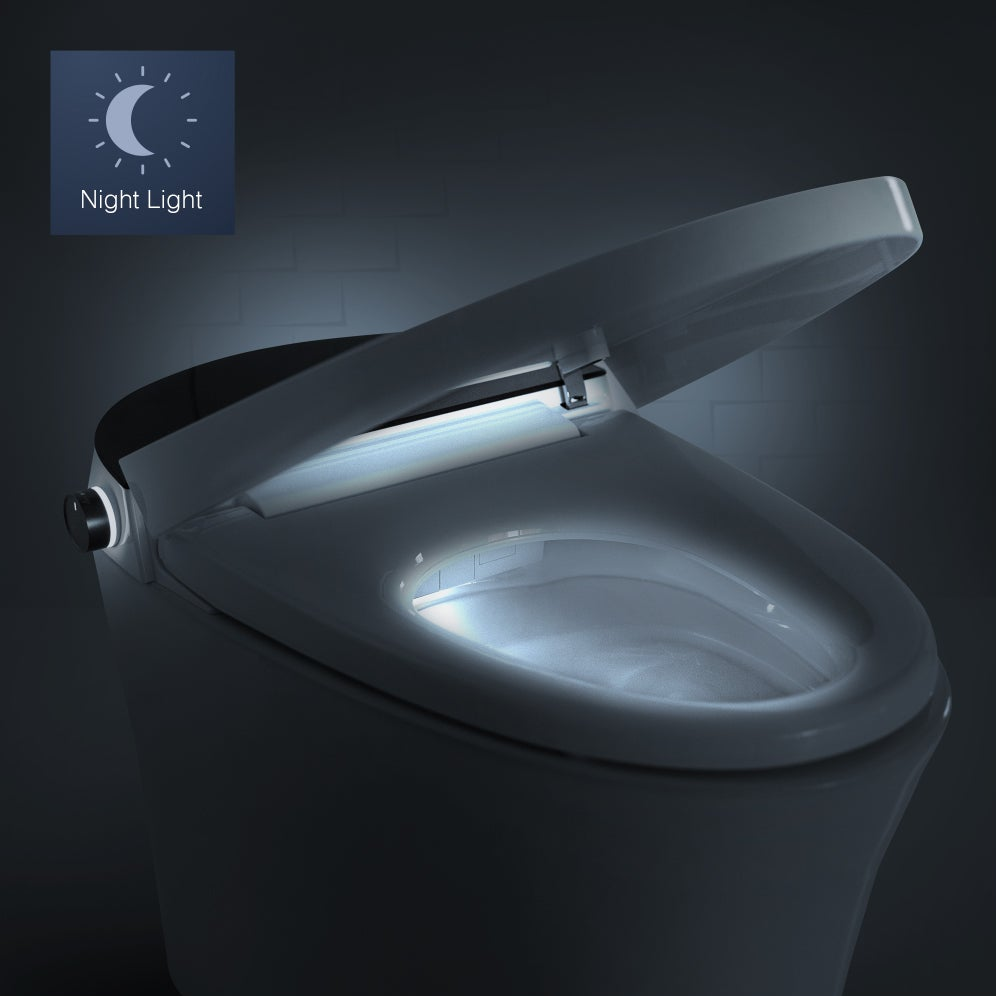 White ALIA AG-ST1000 smart toilet with integrated bidet and built-in soft LED lighting, ensuring safe and gentle illumination for night-time bathroom visits.